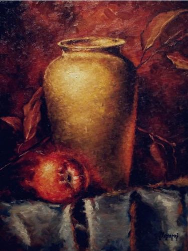 Nectarine and gold cup by Mesaroš Joži