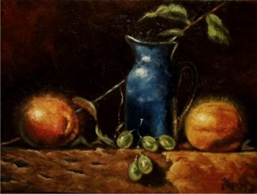 Blue pitcher and fruit 2