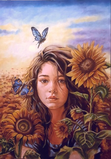 The girl in the sunflower by Mesaroš Joži