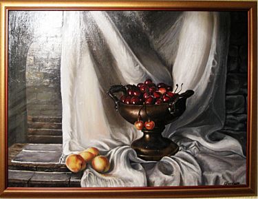 Bowl with cherries 80x65cm by Aleksandar Krstic